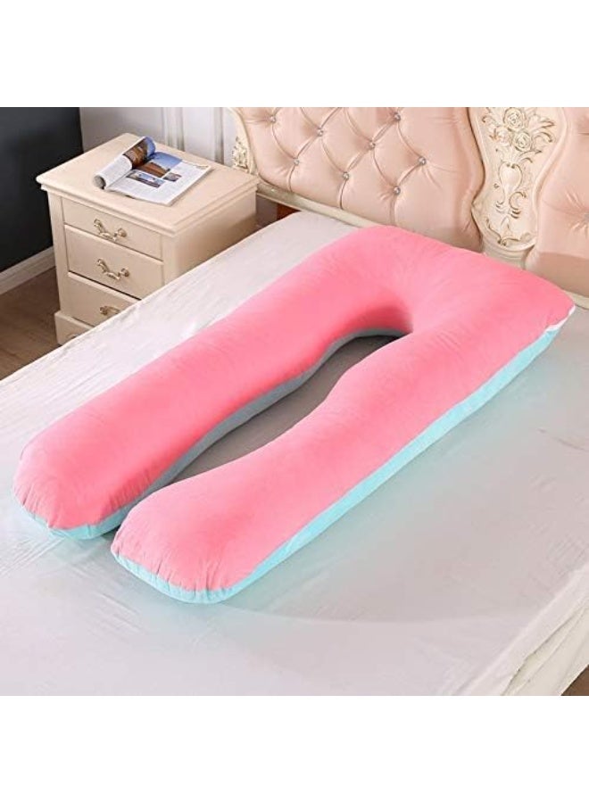 AIWANTO U-Shaped Pregnancy Body Pillow for Pregnant Women | Full Body Maternity Support for Sleeping & Resting  2-Tone Pink & Blue - Image 4